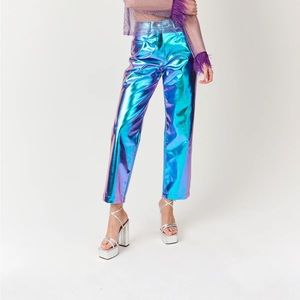 NWT Amy Lynn Ombre Metallic Blue Purple Pant Size L